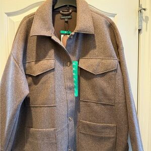 Banana Republic Ladies' Structured 4 Pocket Oversize Shirt Jacket, Brown X-Large